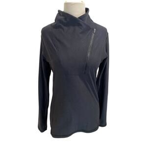 New Balance Black Running Jacket Womens Asymmetrical collar Zip Soft Reflective